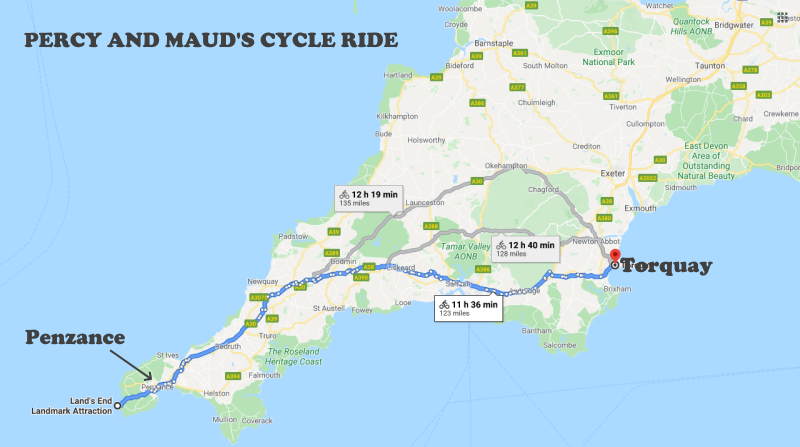 Torquay to Land's End map.
